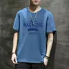 Verão 2024 Nova Camiseta Manga Curta Moda Masculina Marca Plus Size Solta Homem Gordo Roupas de Manga Meia Roupa de Verão Gelada