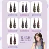 Extensões de Cabelo Trançado Falsas para Mulheres, Mechas de Cor Nova, Tranças Duplas Baixas Realistas, Acessórios de Cabelo Trançado Longo, Peruca de Rabo de Cavalo Dopamina