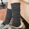 Meias 3/4 estilo Miu inspiradas em ballet para mulheres, outono e inverno, com design de renda vazada retrô, perfeitas para combinar com botas, meias de cano longo