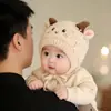 Chapéu Infantil Outono/Inverno Estilo Quente Acolchoado Pelúcia Proteção de Orelha Chapéu para Meninos e Meninas Bebê À Prova de Vento Tricô Fofo Lã Chapéu Moderno