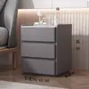 Mesita de noche de madera maciza, simple y lujosa, mueble de noche moderno para dormitorio, armario de almacenamiento de alta gama de color crema