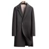 Casaco Trench Coat de Lã Dupla Face com Forro Longo Destacável de Penugem de Ganso para Homens, Casaco Jaqueta de Lã de Botão Único de Lapela Dupla para Outono e Inverno