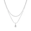 Otoño y Verano Cobre Blanco Gota de Agua Collar de Doble Capa Accesorios para Mujer Nicho Lujo Ligero Gama Alta Versátil Diseño Personalizado Dropshipping