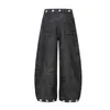 Jia Yi Ku 2026 Nuevo Estilo Americano High Street Ro Jacquard Agrietado Personalizado Jeans Cimitarra Pantalones Anchos Sueltos