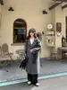 Nuevo estilo de invierno abrigo de lana de doble cara con mangas de punto y capucha, de un solo pecho, simple, de cachemira y lana, engrosado, abrigo cálido