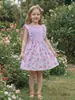 26 Novos Vestidos Infantis de Estilo Europeu e Americano Transfronteiriços com Colete Sem Manga e Estampa Floral para Meninas