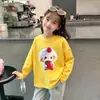 Camiseta de Manga Larga de Algodón Puro para Niñas 2026 Nuevo Estampado de Dibujos Animados Estilo Primavera y Otoño Elegante Casual Moda Top