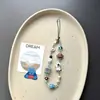 Ins Cadena de Teléfono con Colgante de Conejo Rosa Cerámico Cuadrado Hecho a Mano con Cuentas Lanyard Colgante de Cámara CCD Encanto para Bolso