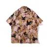 Camisas Florais de Manga Curta com Gola Cubana para Homens e Mulheres Estilo Hong Kong Retro Havaiana Litoral Bonitas Soltas para Casal Versáteis Tendência