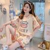 Pijama Nuevo de Verano para Niñas, Shorts de Manga Corta, Estilo Cartoon Cuello Redondo, Se Puede Usar Afuera, Conjunto para Estar en Casa, Dropshipping Disponible