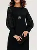 Vestido Primavera e Outono Transfronteiriço 2026 Europeu e Americano Amazon Mais Vendido Gola Redonda Renda Manga Longa Patchwork Slim Fit