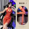 Nueva lencería sexy, con un diseño de corte de gota de agua, botones decorativos, detalles de encaje, cintura alta, una abertura y un uniforme estilo cheongsam vintage