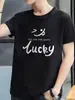 Camiseta de Manga Corta Simple Ins Moda Masculina Marca de Moda Verano Holgada Media Manga 2024 Nuevo Popular en Internet Estampado Top