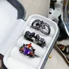 Mariposa Iris Espina Amor Personalidad Oscura Circonita Anillo Abierto Diamante Morado Apilamiento Nicho Punk Anillo para Mujeres