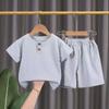 Conjunto Infantil de Manga Curta para Bebê Menino Categoria Verão a Shorts Conjunto de Duas Peças Roupas de Verão Estilo Trendy Celebridade da Internet