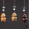 Palo de rosa Tallado Creativo Mascota Llavero Colgante Accesorios Sándalo Verde Zodiaco Cadena para Teléfono Móvil Colgante para Bolso Joyería