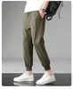 Calça Masculina de Seda Gelo Comprimento no Tornozelo Verão Elástica Secagem Rápida Esportiva Casual Calça para Dedo do Pé Chegada Nova de Verão Calça Elástica em Quatro Lados de Nylon
