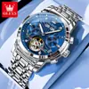 Venta al por mayor del fabricante Marca Oulishi Calendario Perpetuo Reloj Mecánico Multifunción Completamente Automático Resistente al Agua Reloj para Hombre Reloj para Hombre