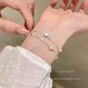 Pulsera Apilada de Doble Capa con Bola Esmerilada de Estrella para Mujer, Lujo Ligero, Nicho, Sentido de Alta Gama, Exquisita, Pulsera de Circonita Microincrustada