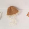 Chapéu de palha com renda para crianças Qiunan chapéu de palha de renda feito à mão para meninas de verão proteção solar chapéu de sol chapéu de sol infantil