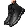 Zapatos de hombre forrados para invierno, Botas Martin retro estilo británico, Botas de trabajo antideslizantes para hombre, con suela gruesa, Zapatos de trabajo de caña alta