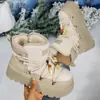 Botas Curtas Quentes de Solado Grosso para Mulheres 2025 Novas Exportação Europeia e Americana Transfronteiriça Tamanho Grande Botas de Neve Camurça Cadarço Grandes Botas de Algodão