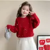 Suéter de Terciopelo de Visón para Niña con Lazo Otoño Invierno 2026 Nueva Moda Infantil Suéter de Punto Elegante para Niña