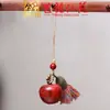 Pulsera Artesanal de Madera con Semillas de Cascabel, Cascabel de Agitar a Mano, Carrillón de Viento de Cáscara de Fruta de los Deseos, Colgante para Bolso, Llavero para Teléfono