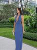 Nuevo Vestido Sexy Elegante para Mujer con Escote en V Profundo y Espalda Descubierta, Color Sólido, Ajustado, Estilo Europeo y Americano Otoño 2025