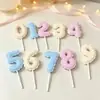 Cores de macaron números 0-9 Velas para decoração de bolo de aniversário Balões de confissão para o Dia dos Namorados Velas Confeitaria para festas