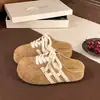 Medias Pantuflas Cerradas de Suela Gruesa, que Aumentan la Altura, para Mujer, Adecuadas para Uso en Exteriores, Zapatillas de Entrenamiento Alemanas Primavera 2026, Pantuflas Slip-On Estilo Birkenstock, Gamuza