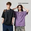 Popular 230g Estilo Americano Lavada Vintage Gola Redonda Manga Curta Unissex Marca Tendência Verão 2026 Algodão Puro Camiseta Fábrica Atacado