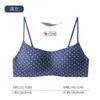 Ropa interior sin costuras retro de lunares de corte bajo para mujer, busto pequeño, push-up, soporte suave, sin aros, tirantes finos