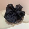 Elegante y elegante diadema francesa de organza con doble capa de volantes y encaje, ideal para el pelo de intestino grueso.