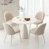 Nova Mesa de Jantar Redonda Francesa Cor Creme Pequeno Apartamento Uso Doméstico Conjunto de Mesa e Cadeiras de Pedra Sinterizada Recepção Negociação Varanda Luxo Leve
