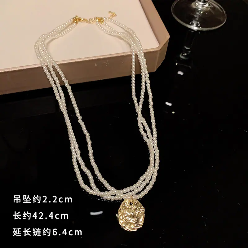 HM0731金三层珍珠项链