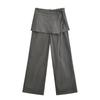 Otoño 2024 Falso Dos Piezas Tooling Falda Recta Pantalones para Mujer Diseño Apilado Chica Hot Cintura Alta Sueltos Casuales Pantalones de Pierna Ancha