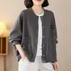 Sudadera elegante y casual abierta para mujer, ligera, nueva colección primavera/otoño 2026, talla grande, adecuada para figuras petite, y diseñada como una prenda de abrigo para madres de mediana edad