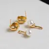 Brincos de Pérola Pendurados na Parte de Trás em Metal Leve de Luxo Francês Estilo Frio Brincos Distintos para Mulheres Brincos Joias de Orelha Atacado