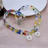 Soy muy bueno en mi ciudad natal. Collar de cuentas de colores estilo Zhou Yutong, cadena para la clavícula con cuentas de vidrio lindas, para mujer, verano