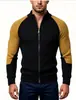 2026 Comércio Exterior Outono/Inverno Masculino Gola Alta Bloco de Cores Zíper Suéter Malha Tamanho Plus Moda Casual Jaqueta Cardigan