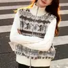 Chaqueta de algodón tejida con retazos de lana de cordero sintética vintage transfronteriza para mujer, abrigo superior americano de capas para otoño e invierno, transfronterizo europeo y americano
