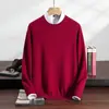 Nova coleção outono e inverno: suéter masculino de cashmere, cor sólida, gola alta discreta, macio e confortável, versátil, feito de cashmere de cabra