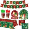 Novas decorações de festa de Natal transfronteiriças, adereços de atmosfera natalina para árvore de Natal, bandeiras de Natal, utensílios de mesa e suprimentos para festas