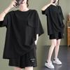 590 # 100kg Traje de Moda para Mujer 2025 Verano Nuevo Estilo Diseño de Bolsillo Casual Suelto Manga Corta Shorts Conjunto de Dos Piezas