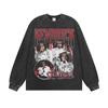 Kendrick Moda Americana vintage Estampada Resistente Camiseta de Manga Corta Hombre Lavada Vestida Algodón Estilo Americano Cuello Pequeño