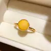 Anillo Abierto Redondo con Piedra Chapado en Oro Real de 18k Estilo Nicho de Alta Gama Anillo para el Dedo Índice Temperamento Exquisito Joyería Versátil para la Mano