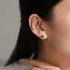 Brincos Elegantes de Prata Esterlina S925 Cor Zircônia Tesouro para Mulheres Exquisitos Leve Luxo Alta Qualidade Turquesa Banhado a Ouro Joia para Orelha