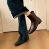 Botas Delgadas de Tacón Alto y Punta Cuadrada Estilo Coreano, Botines Cortos para Mujer, Botas Martin Elásticas Retro Francesas de Tacón Grueso, Botines Cortos Estilo Británico