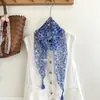 Bufanda Larga con Borlas de Múltiples Patrones, Bufanda de Seda Suave Estilo Coreano, Pañuelo para la Cabeza con Múltiples Patrones Florales Retro, Atuendo Fresco para Primavera y Verano